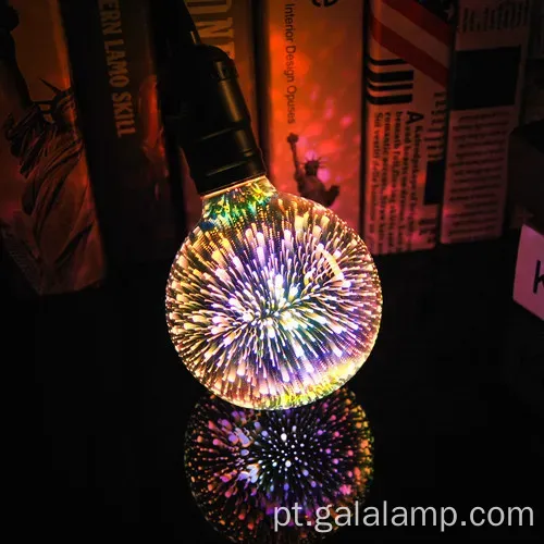 Fogos de artifício festivos: lâmpadas lideradas por vidro 3D coloridas